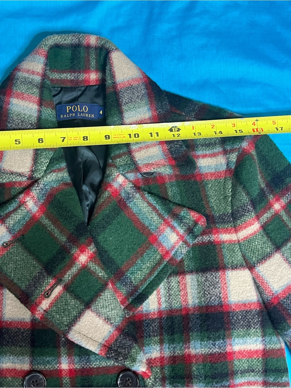 Polo Ralph Lauren Wool Tartan Plaid Belted Peacoat Jacket 4 - Picture 5 of 10